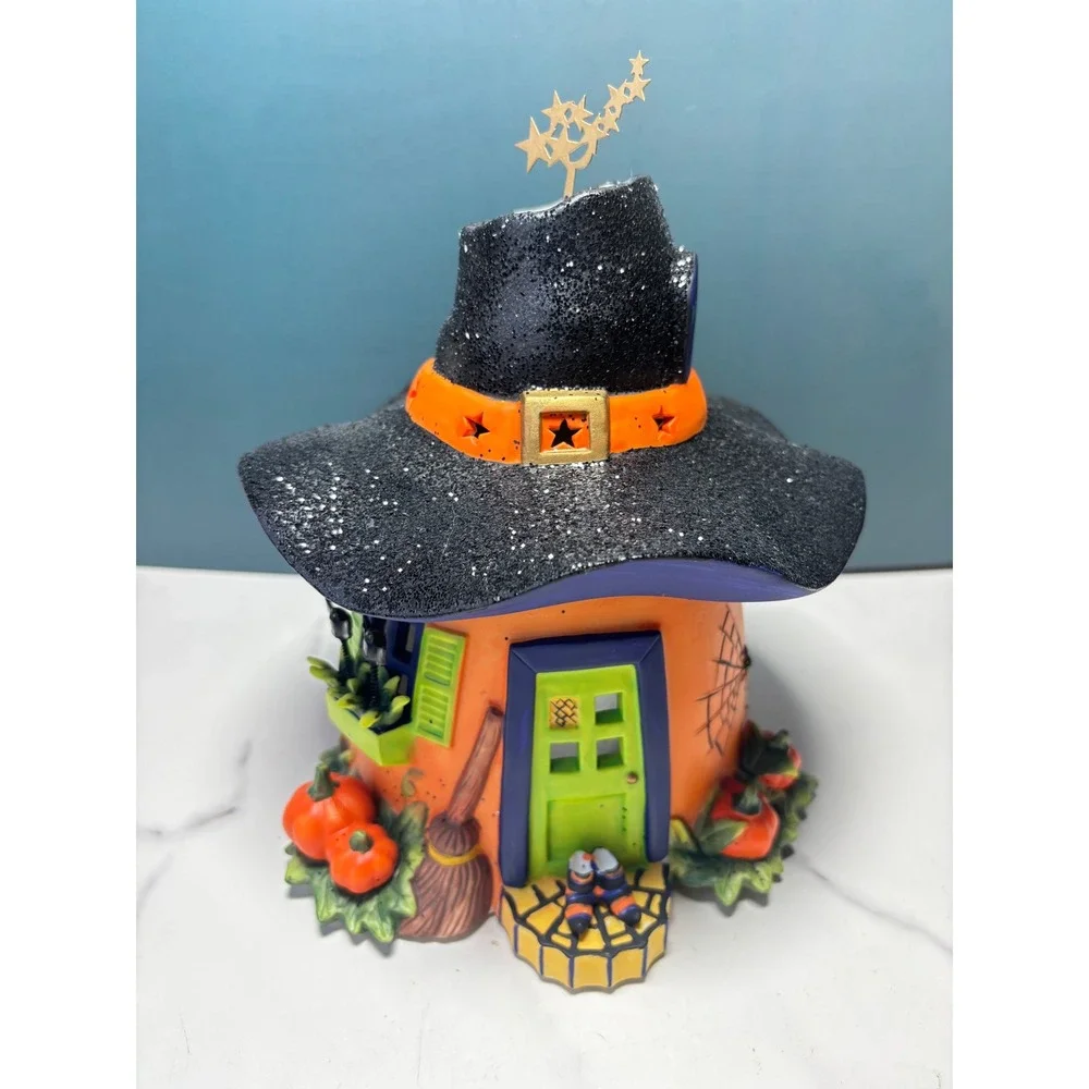 PartyLite Halloween Witches Hat Tea Light Holder Spinning Star Votive P7329
